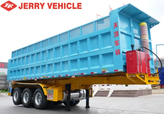 Heißer Verkauf 3/4/6achs 40/60/80 Tonnen Seitenkipper Hyva Hydraulikzylinder Dump für Mine Rock Sand Ore Semi Trailer Truck